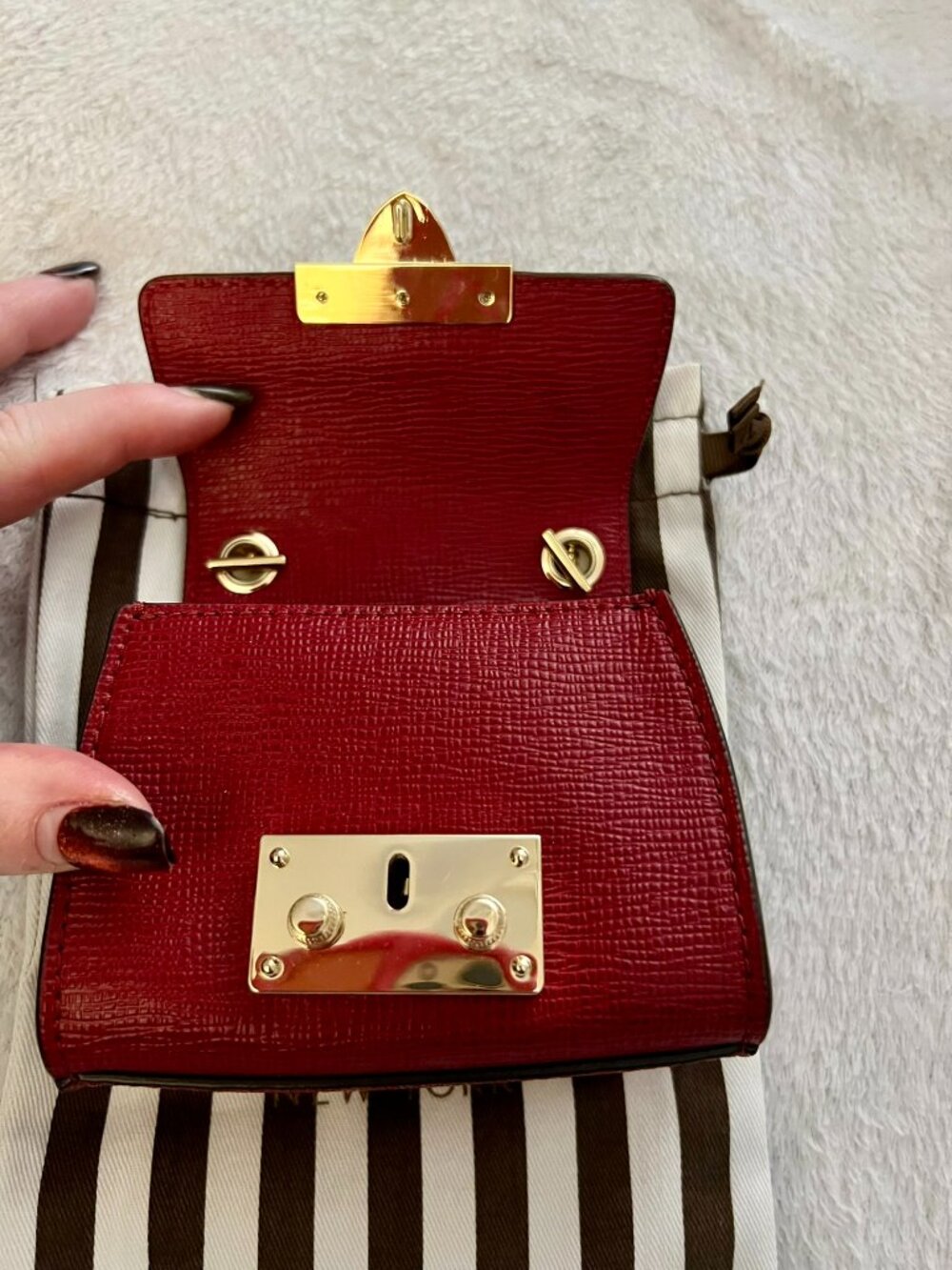 Henri Bendel Red Waldorf Party Bag (Mini Bag) with Dust Bag Like New - Picture 2 of 8